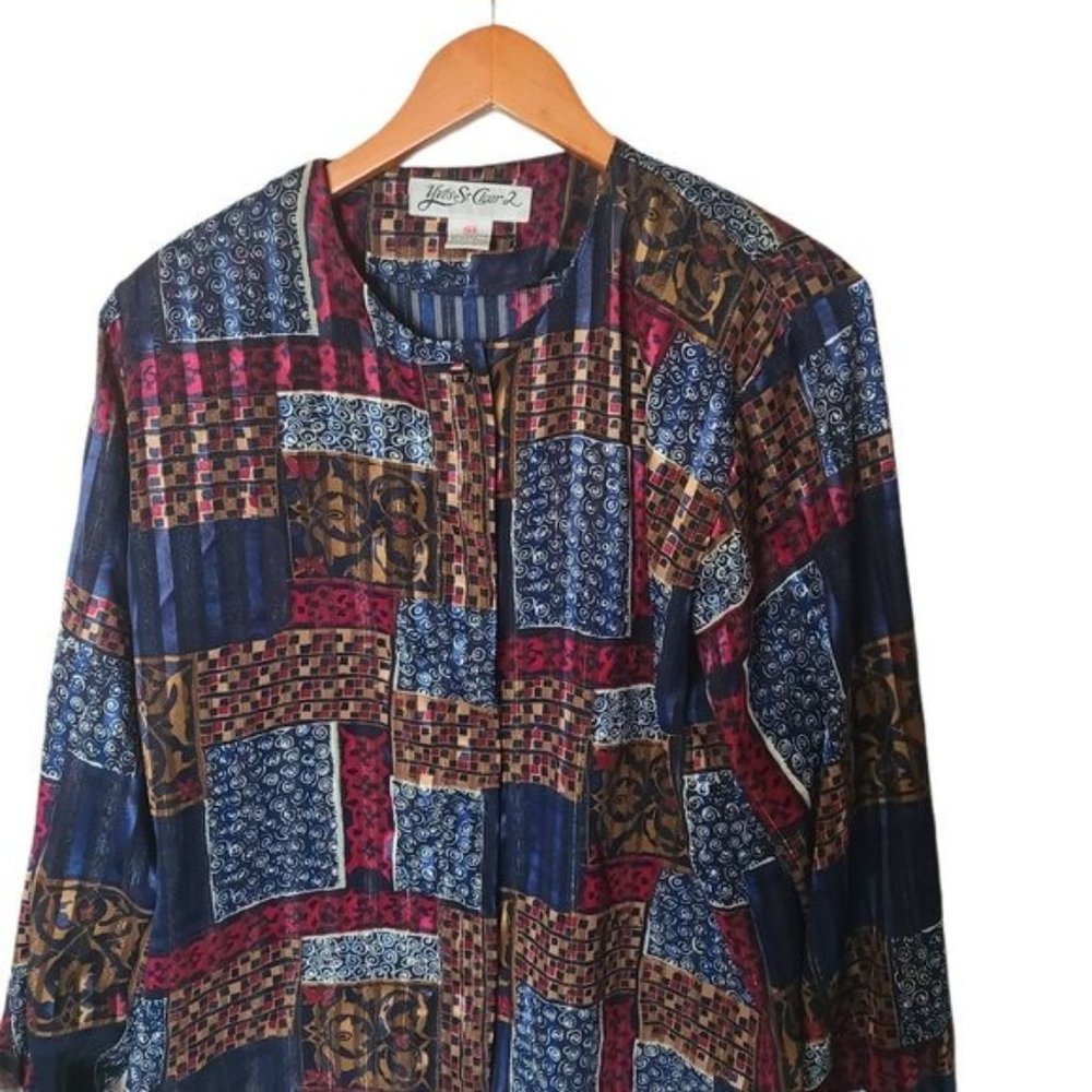 Yves St. Clair 2 Vintage Blouse 18W Striped Button - Picture 4 of 11